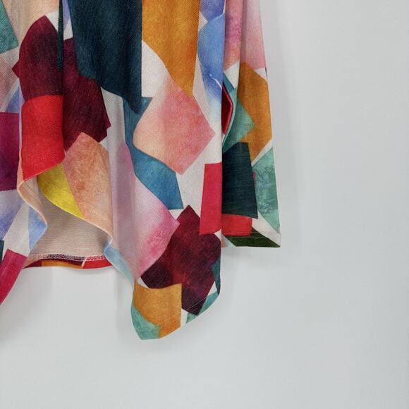 Trisha Tyler Jacket Womens Petite Medium Multicolor Abstract Single Button Drape - Picture 3 of 11